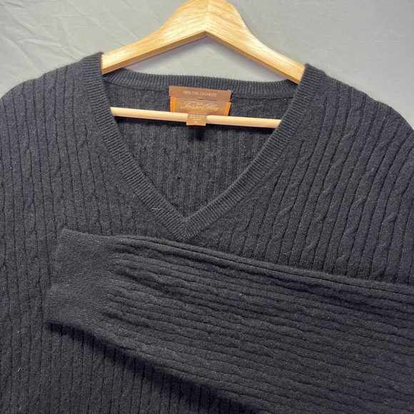 Tasso Elba Sweater Mens XL Black Pure Cashmere Cable Knit Pullover Soft Warm - Picture 1 of 8
